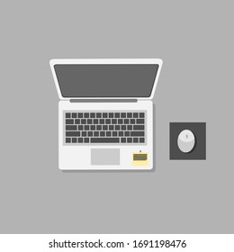 Icon Laptop and Mouse Silver flat vector
