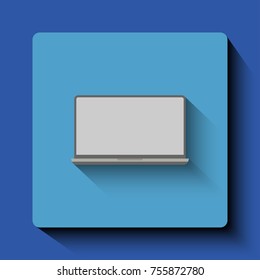 The icon laptop on blue background and texture.