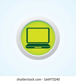 Icon of laptop on Button. Eps-10