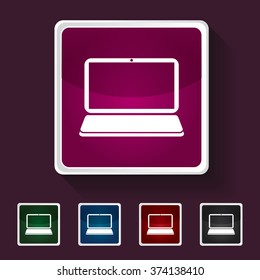 Icon of Laptop on Multicolored Squares. Eps-10.