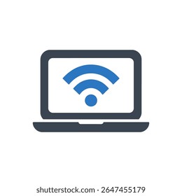 Icon of a laptop with Wi-Fi symbol on the screen