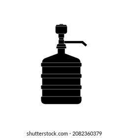 Icon of a large bottle of clean water with a pump on a white background. Vector image.