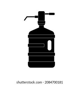 Icono de una botella grande de agua limpia con una bomba de mano sobre un fondo blanco. Imagen vectorial.