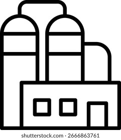 The icon of a large cylindrical tank often used to store large quantities of chemicals, oil, gas, or other raw materials represents the infrastructure that supports industry.