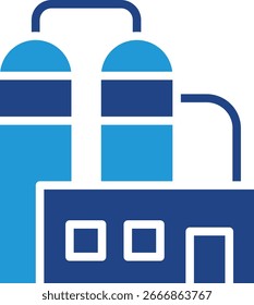 O ícone de um grande tanque cilíndrico frequentemente usado para armazenar grandes quantidades de produtos químicos, petróleo, gás ou outras matérias-primas representa a infraestrutura que suporta a indústria.