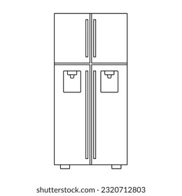 The icon of a large modern refrigerator with two coolers for drinks on a white background. Vector image.