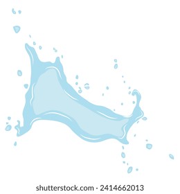 Icon of a large round water spill on the surface. Icon of flowing drop, wave, splash, splash of nature isolated on white background. Spilled liquid. Water spill. A drop of rain and a drop of sweat
