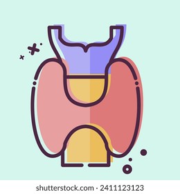 Icon Larynx. in Zusammenhang mit dem Symbol für Atemtherapie. MBE-Stil. einfaches Design bearbeitbar. einfache Abbildung