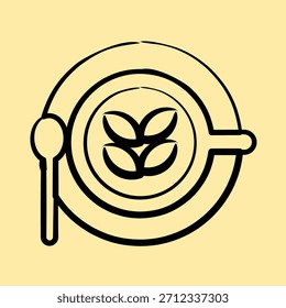 Icono latte. Elementos de cafetería. Icono en estilo dibujado a mano.