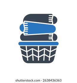 Icon of a laundry basket with towels.