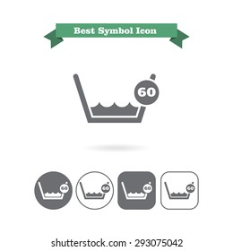 Icon of laundry label Wash at or below 60C sign