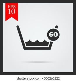 Icon of laundry label Wash at or below 60C sign