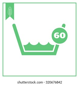 Icon of laundry label Wash at or below 60C sign