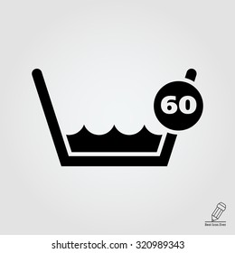 Icon of laundry label Wash at or below 60C sign
