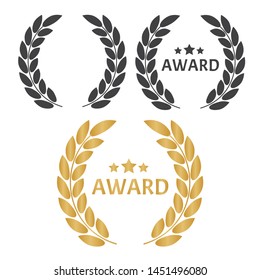 Icon laurel wreath. Laurel wreath with golden ribbon