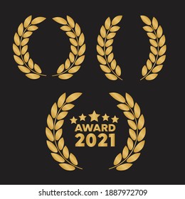 Icon laurel wreath. Laurel wreath with golden ribbon 