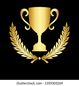icon laurel wreath - vector illustration Gold - Vector