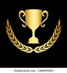 icon laurel wreath - vector illustration Gold - Vector
