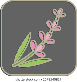 Icon lavender. Beautiful flowers elements. Icon in embossed style.