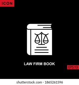 Icon law firm book with scales. Filled, glyph or flat vector icon symbol sign collection for mobile concept and web apps design.