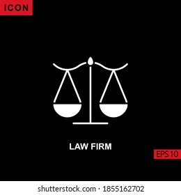 Icon law firm with scales. Filled, glyph or flat vector icon symbol sign collection for mobile concept and web apps design.