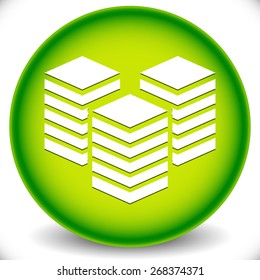 Icon with Layered Tower Symbol for Webhosting, Server, Database Concepts