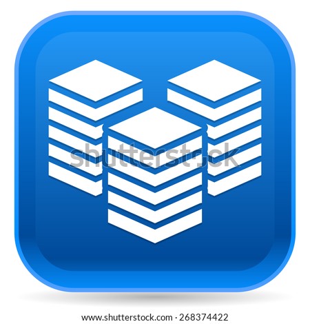 Icon with Layered Tower Symbol for Webhosting, Server, Database Concepts