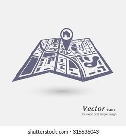 icon laying of a route travel, tourism navigation