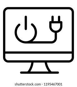 Icon of a lcd having a power button and switch sign depicting power saving