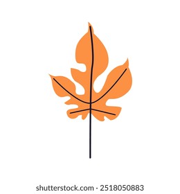 Icon with leaf , autumn natural leaf botanical vector illustration. Autumn hand drawn cute and cozy design element. Fall, Thanksgiving Day, Autumn season.