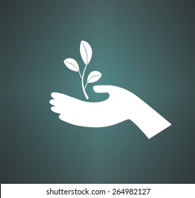 icon of leaf in the hand