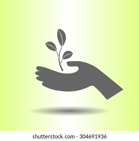 icon of leaf in the hand