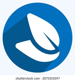 Icon Leaf - Long Shadow Style - Simple illustration, Editable stroke, Design template vector, Good for prints, posters, advertisements, announcements, info graphics, etc.