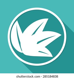 Icon leaf on white circle with a long shadow