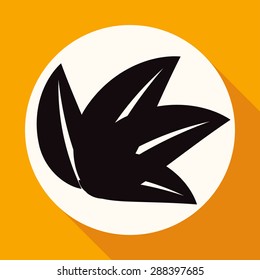 Icon leaf on white circle with a long shadow