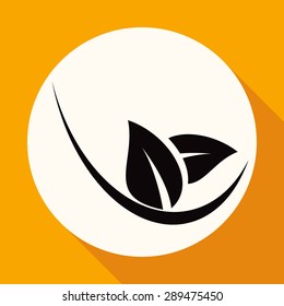 Icon leaf on white circle with a long shadow