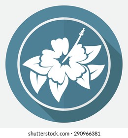 Icon leaf on white circle with a long shadow