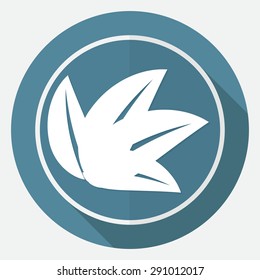 Icon leaf on white circle with a long shadow