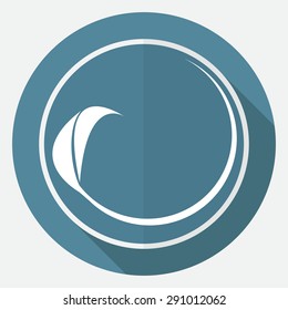 Icon leaf on white circle with a long shadow