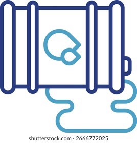 The icon of a leak in a pipe, which causes a liquid spill to depict the negative impact of industrial activity is a symbol for environmental problems caused by industry.