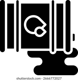 El icono de una fuga en una tubería, que hace que un derrame de líquido represente el impacto negativo de la actividad industrial, es un símbolo de los problemas ambientales causados por la industria.