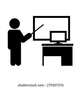 Icon learning. teacher at the blackboard