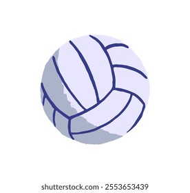 Icon of leather ball. Sports equipment for beach volleyball. Athletic inventory with round shape to play game, fun. Sphere for handball match. Flat isolated vector illustration on white background