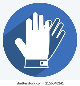 Icon Leather Gloves. suitable for men accessories symbol. long shadow style. simple design editable. design template vector. simple symbol illustration
