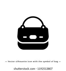 Icon leather handbag with trendy symbol for shop clothes with tote, shopper, hobo, bucket, satchel and pouch bag. Icon handbag silhouette for app, e-shop business.