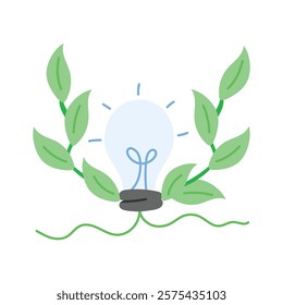 Icon of a leaves connected with a bulb depicting bio electricity