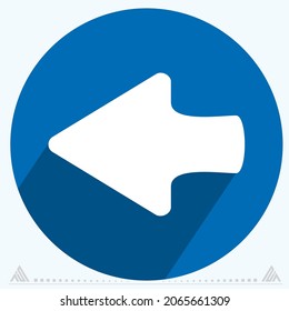 Icon Left 2 - Long Shadow Style - Simple illustration, Editable stroke, Design template vector, Good for prints, posters, advertisements, announcements, info graphics, etc.
