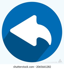 Icon Left - Long Shadow Style - Simple illustration, Editable stroke, Design template vector, Good for prints, posters, advertisements, announcements, info graphics, etc.