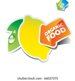 Icon lemon with an arrow by organic food. Vector illustration.