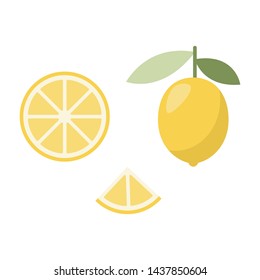 Icon of lemon. Fashion design for web, print. Exotic summer fruit.